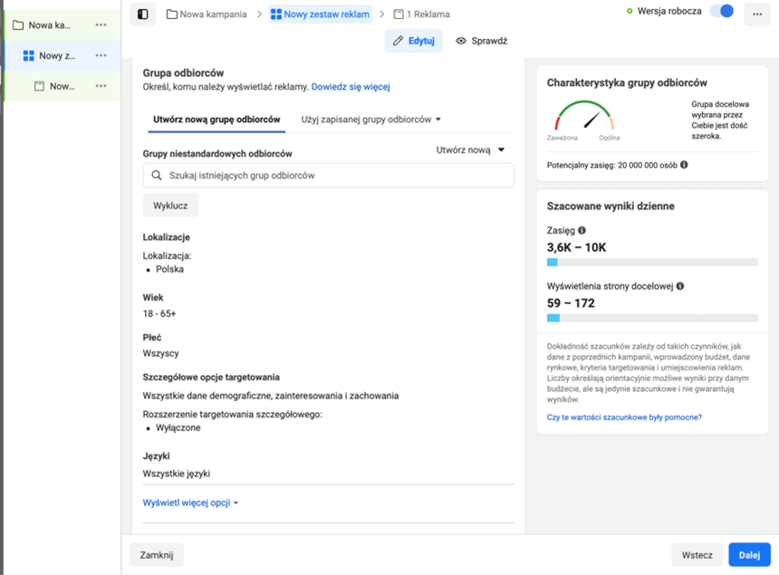 Grupa niestandardowa Facebook